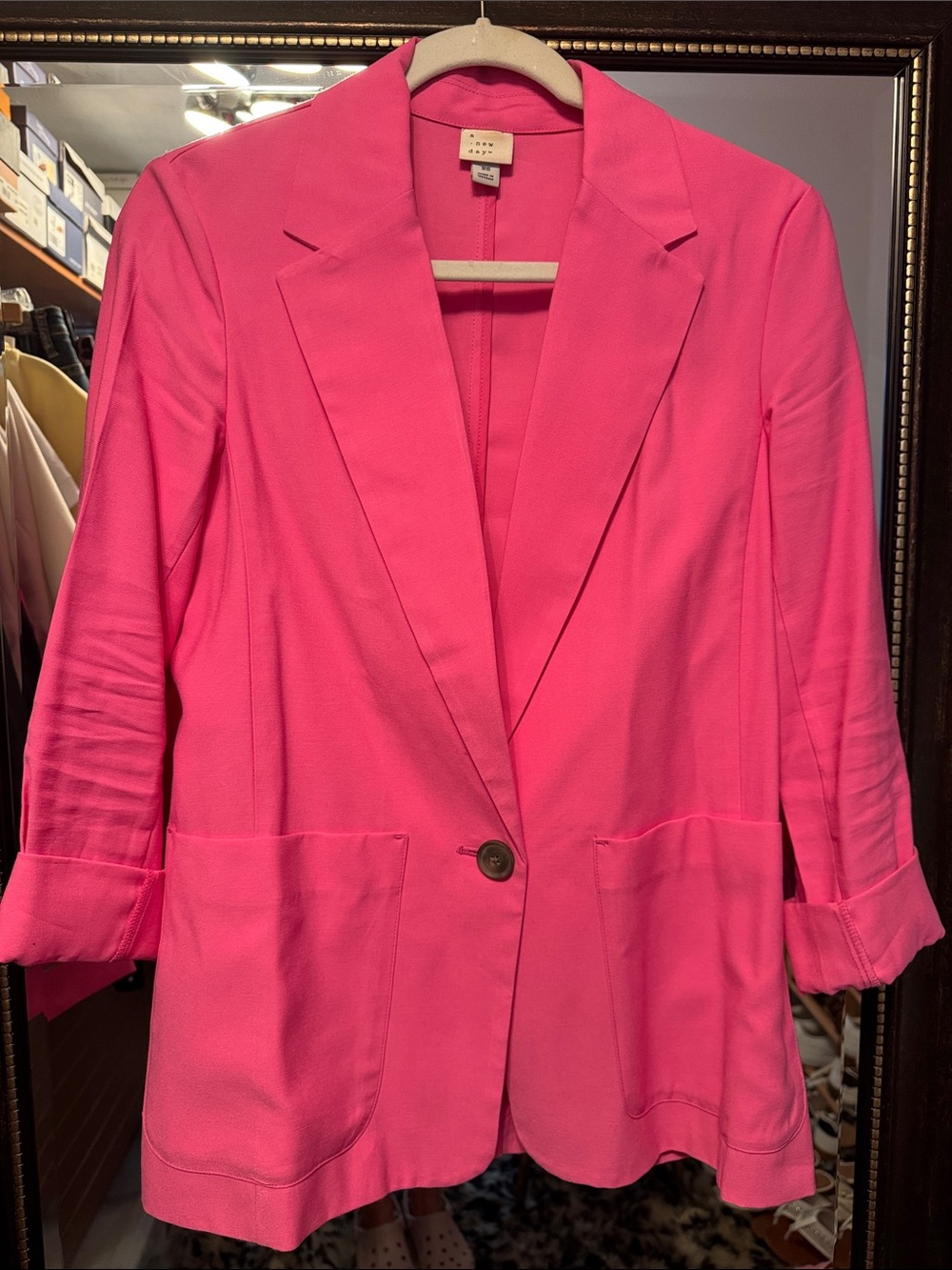 Hot Pink Single-Button Blazer